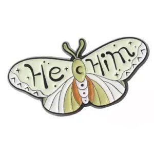 HE/HIM Pronoun Butterfly Enamel Pin Male Pronouns Lanyard Badge Queer Inclusive
